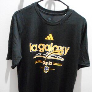 Adidas Men's LA Galaxy Pre-Game Short Sleeve Black Soccer T-Shirt Size-Large
